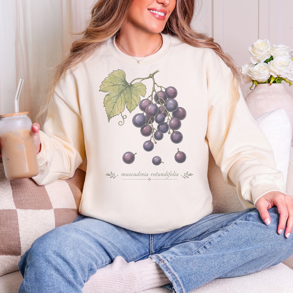 Muscadinia Rotundifolia Grape Cluster Hanging from the Vine Sweatshirt
